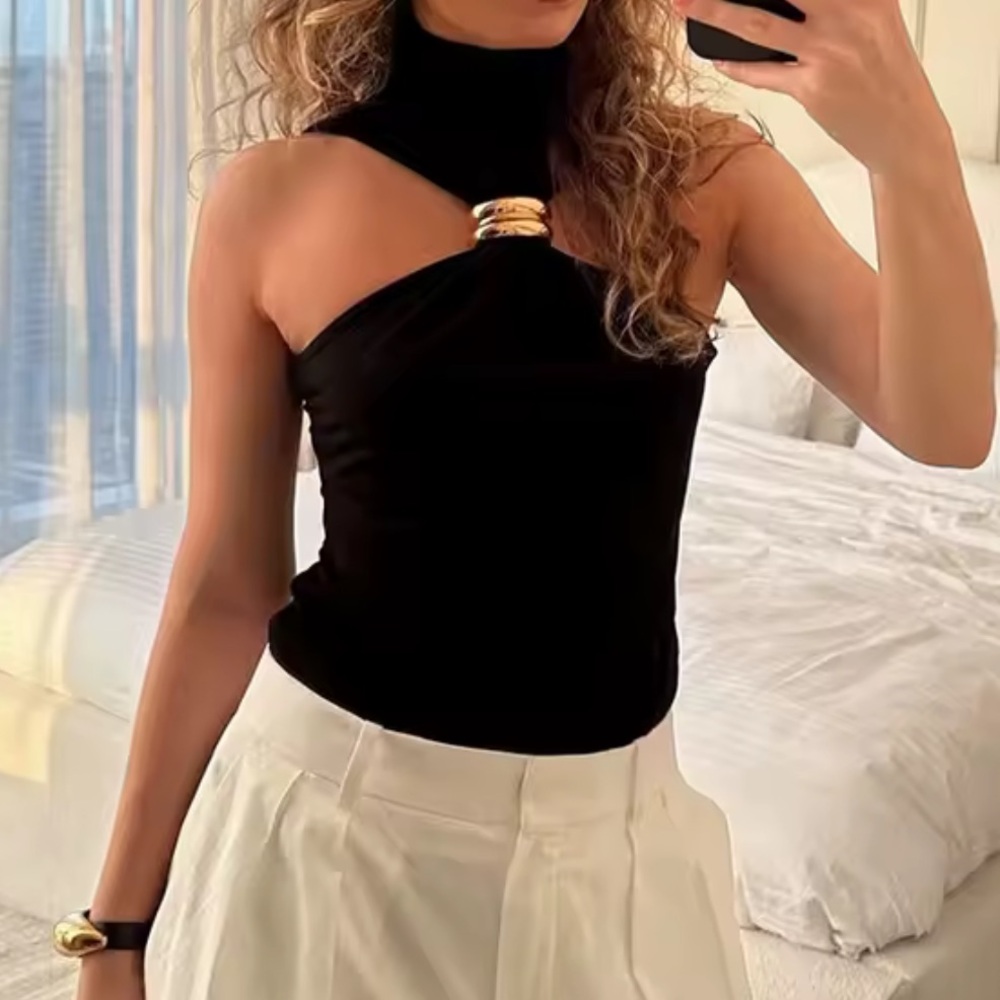 Elegant Black Halter Top